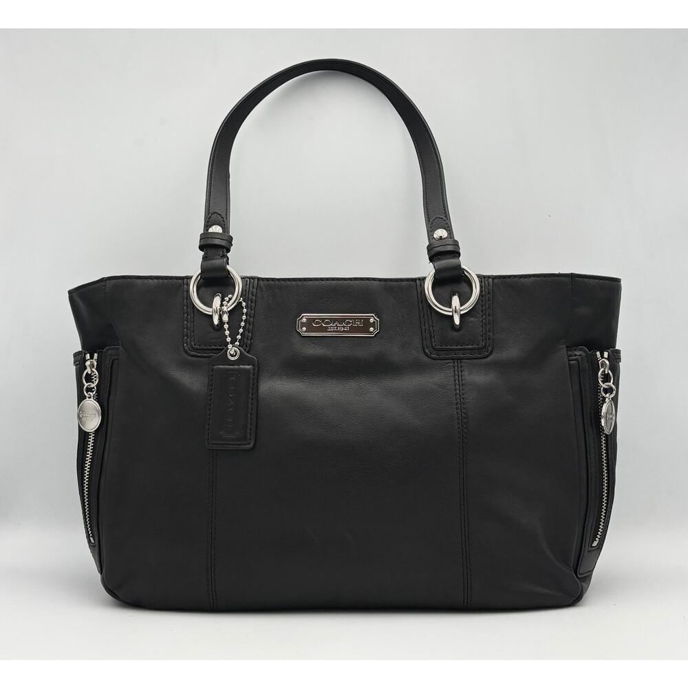 Coach Black Leather Gallery Tote | F19252 East West Shoulder Bag | Authenticated